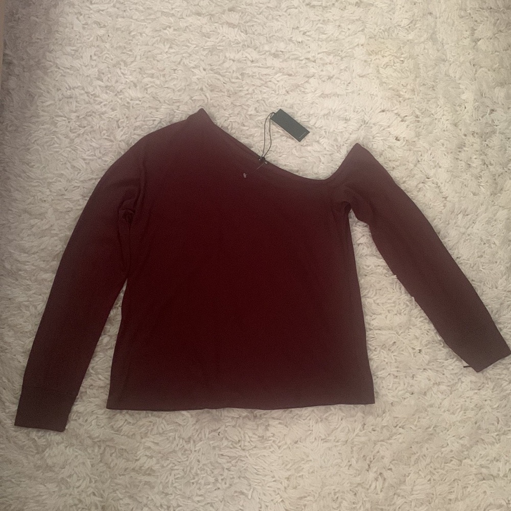 Monrow Burgundy Asymmetrical Top